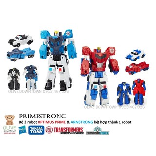 Bộ 2 robot optimus prime & armstrong kết hợp thành robot primestrong 14cm - transformers combiner force