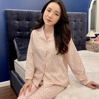 BỘ PIJAMA ĐŨI LẠNH - Đồ Mặc Nhà Họa Tiết Hồng Hoa Trắng Chất Cao Cấp