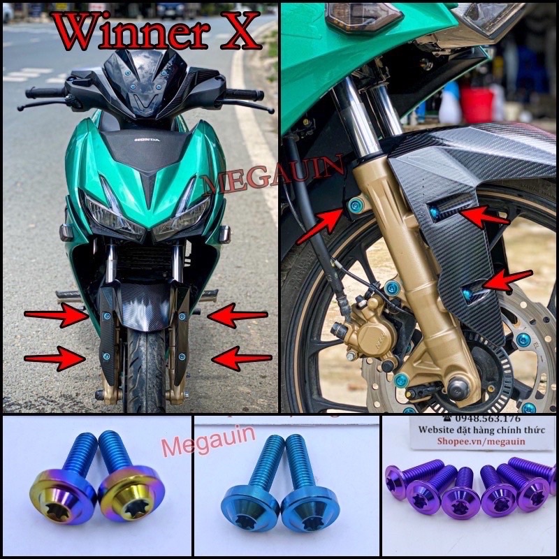 Bộ Ốc Titan Gắn Dè Chắn Bùn Trước Winner X v2 v3