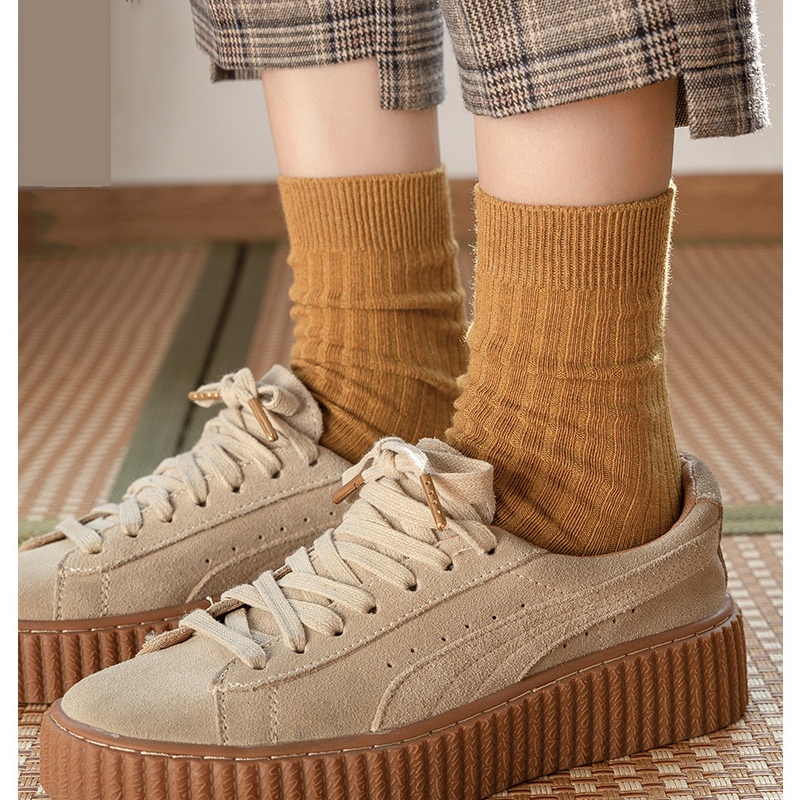 Tất cổ cao nam nữ trơn basic chất len tăm nhiều màu, Vớ cổ cao nữ nam phong cách vintage Hàn Quốc đẹp TD038