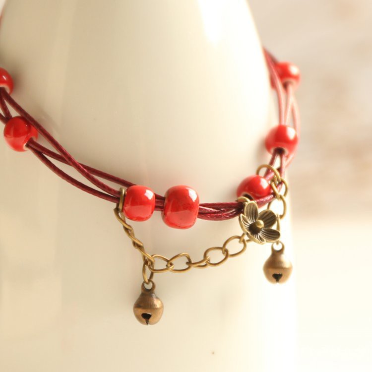 Vòng chân hạt gốm handmade lắc chân hạt gốm có chuông - Mã VC005 | BigBuy360 - bigbuy360.vn