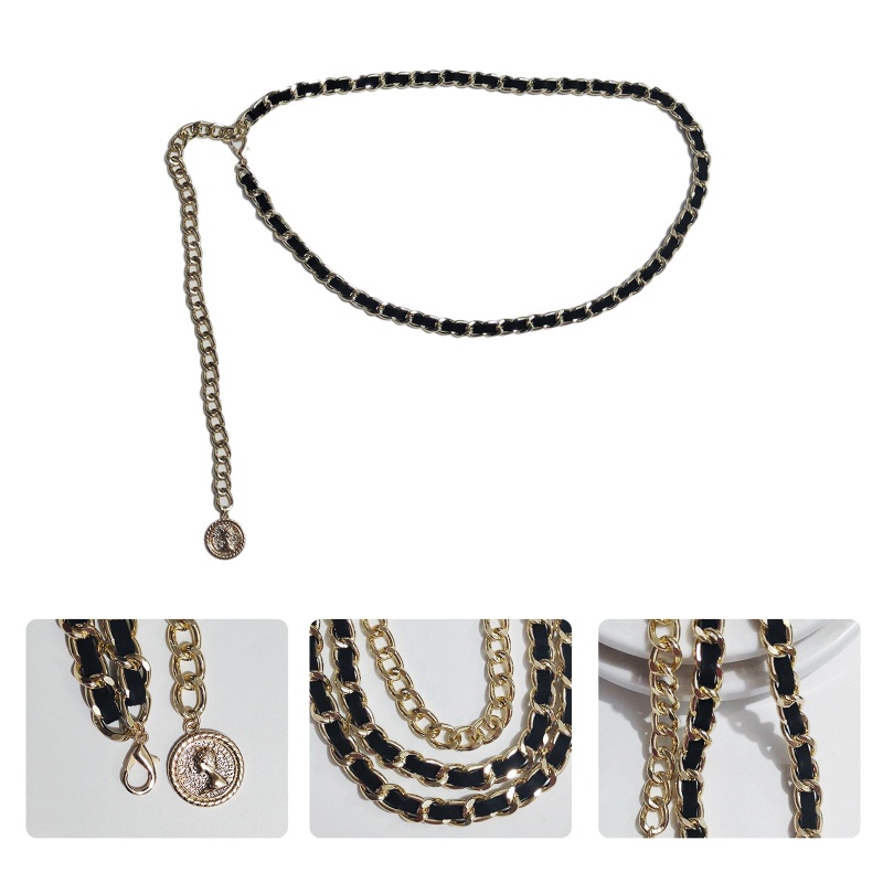 Dây Xích Đôi Một Lớp Đeo Thắt Lưng Kèm Ví Khóa Tròn Phong Cách Goth Thời Trang Cho Nữ