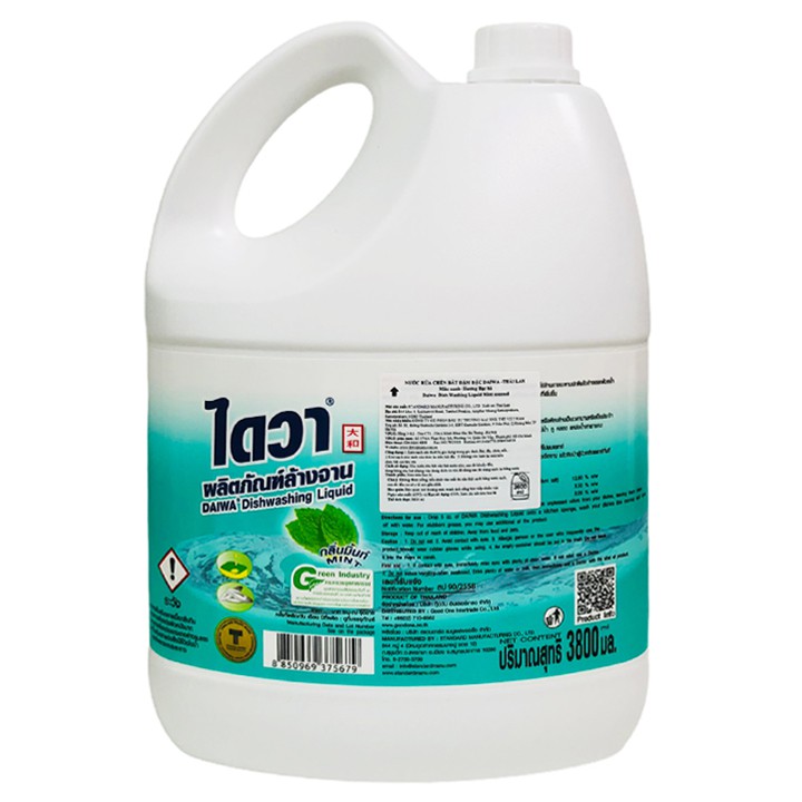 Nước rửa chén đậm đặc bạc hà thơm mát DAIWA Thái Lan 3800ml - can trắng xanh lá - Dishwashing detergent