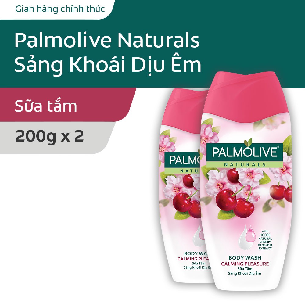 [Mã FMCGMALL - 8% đơn 250K] Bộ 2 chai sữa tắm Palmolive sảng khoái dịu êm 100% chiết xuất từ hoa anh đào 200g/chai