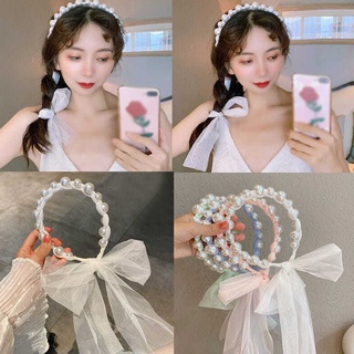 Băng đô vải ren đính ngọc trai thời trang dành cho nữ