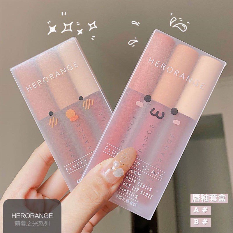 SET SON KEM LÌ HERORANGE FLUFFY LIP GLAZE | BigBuy360 - bigbuy360.vn
