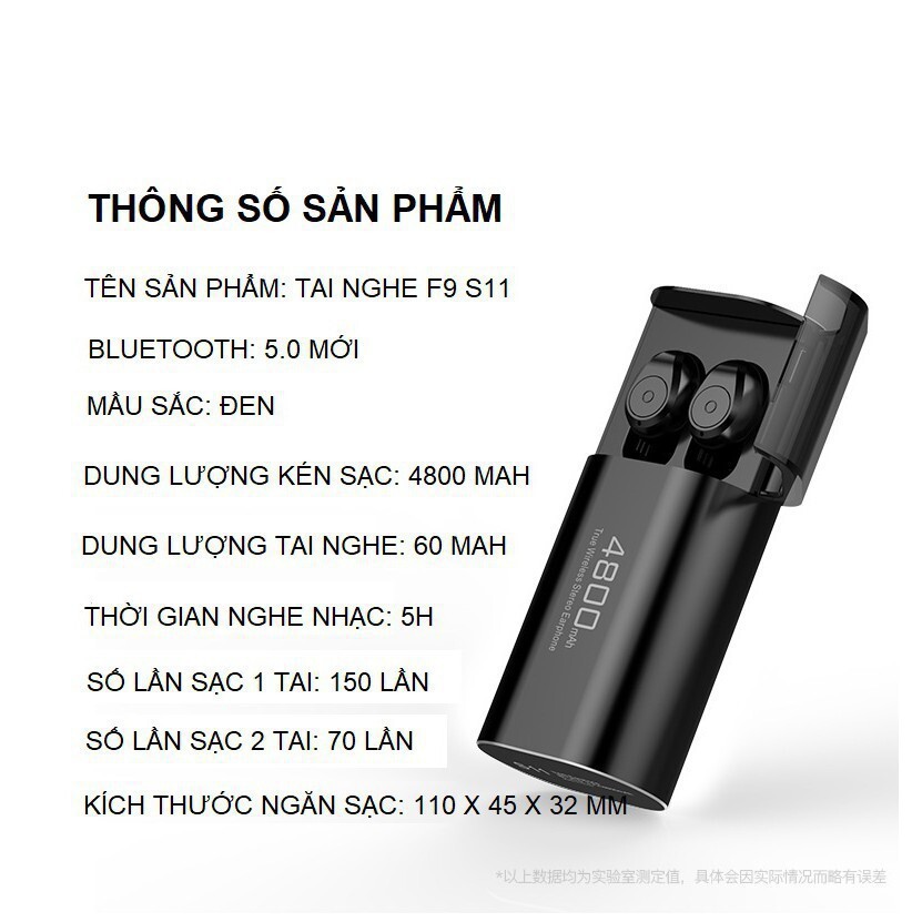 Tai nghe Bluetooth S11 TWS bản Quốc tế không dây kiêm sạc dự phòng 4800mAh chống nước IPX5 chống ồn đổi mới 30 ngày