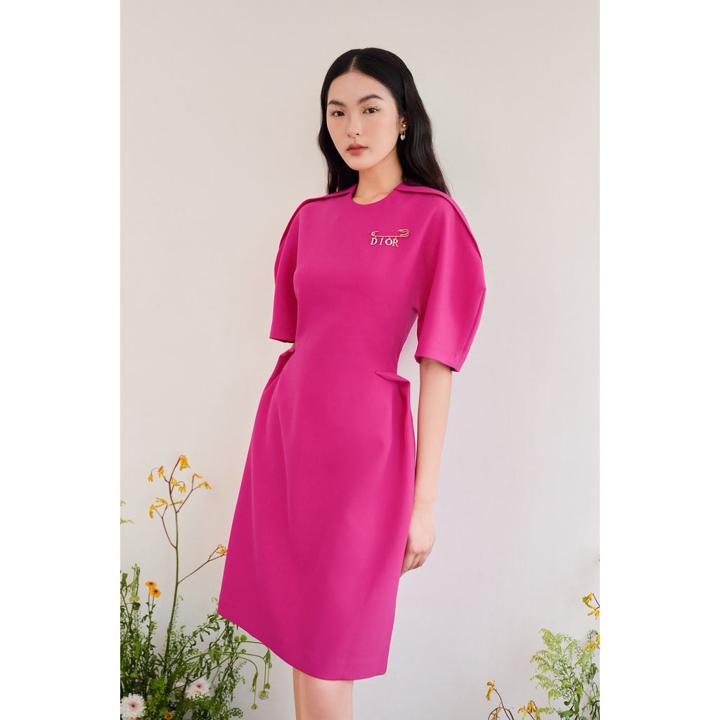 MadebyChloé - Đầm nếp vai midi rộng ngực ôm eo tay phồng ELITE DRESS - Thiết kế cao cấp