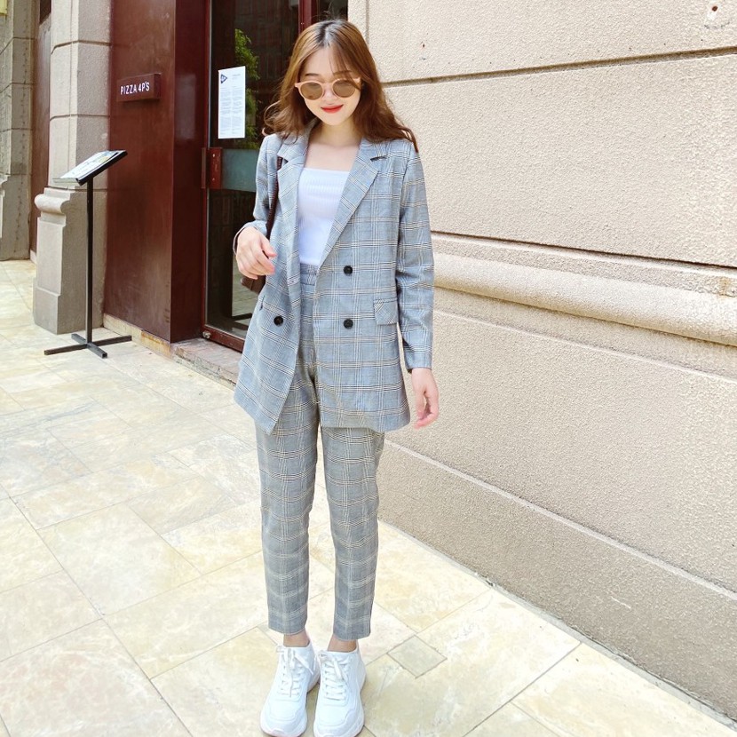 Sét Áo Và Quần Dài kẻ Crô, sét bộ kẻ  2 lớp Hachidesigns | BigBuy360 - bigbuy360.vn