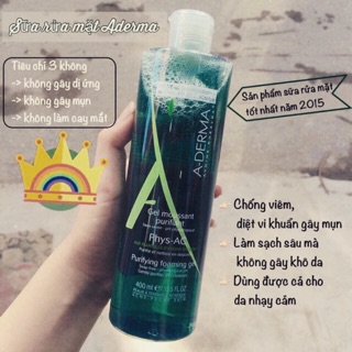 Sữa rửa mặt Aderma Pháp 400ml