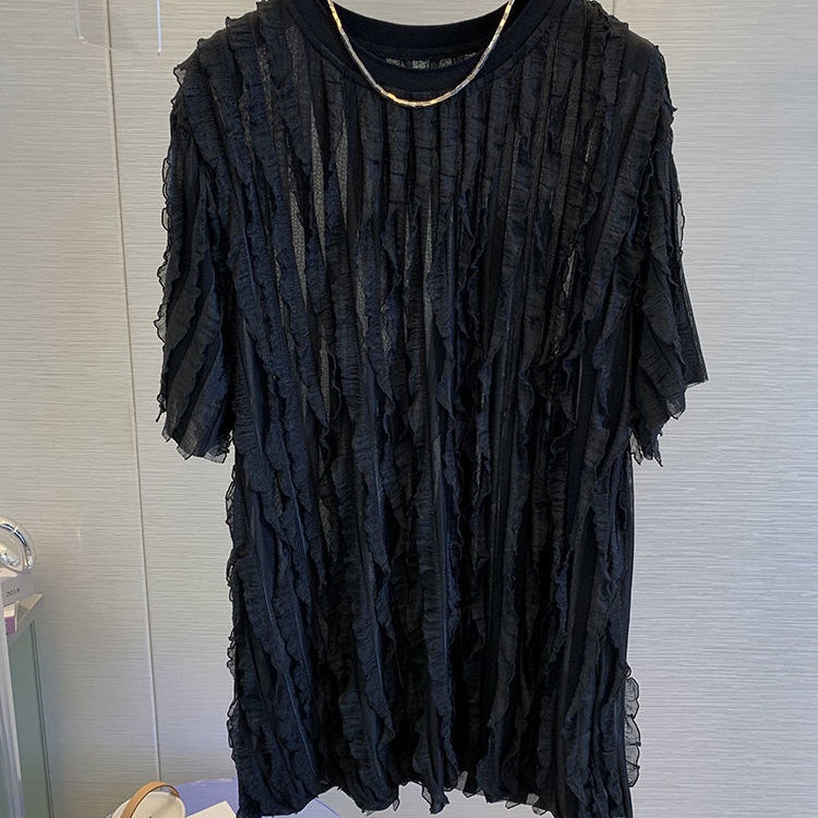 Áo Thun Tay Ngắn Dáng Rộng Viền Ren Bèo Phong Cách Hàn Quốc Thời Trang Mùa Hè Hàng Mới 2022