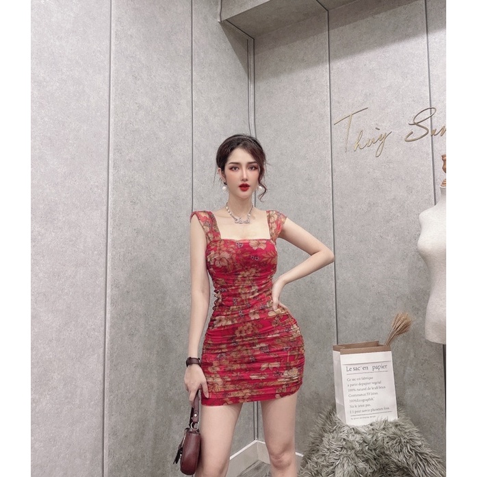 váy body lưới tay hến