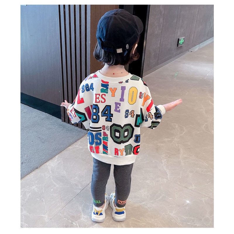 Áo Sweater Cổ Tròn Hoạ Tiết Chữ Cho Bé Gái 1-8 Tuổi