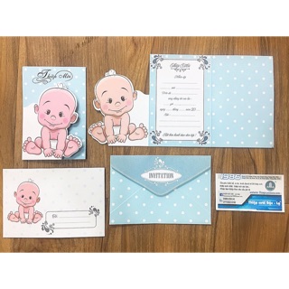 Combo 50-Thiệp Thôi nôi, sinh nhật, đầy tháng bé trai, gái