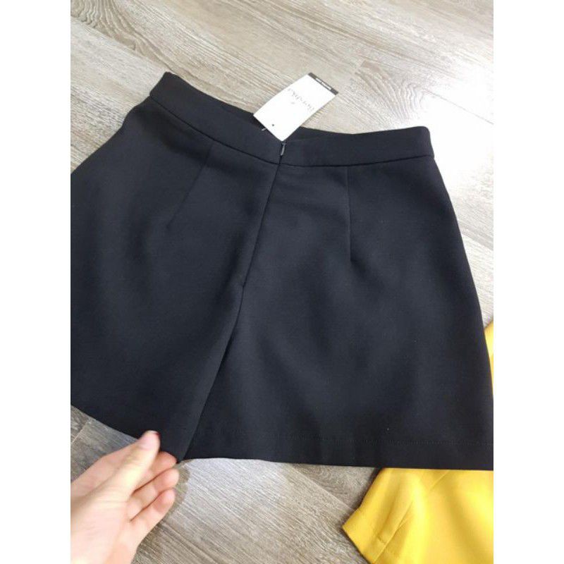 [AN MỘC] Quần Short Đùi Vạt Giả Chân Váy Phối Cúc Bọc Cho Nữ