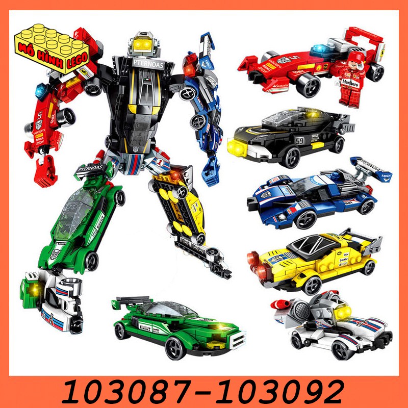 Đồ chơi lắp ráp lego giá rẻ cho bé 6 trong 1 Sembo block mô hình Battle Robot biến hình transformer siêu khủng