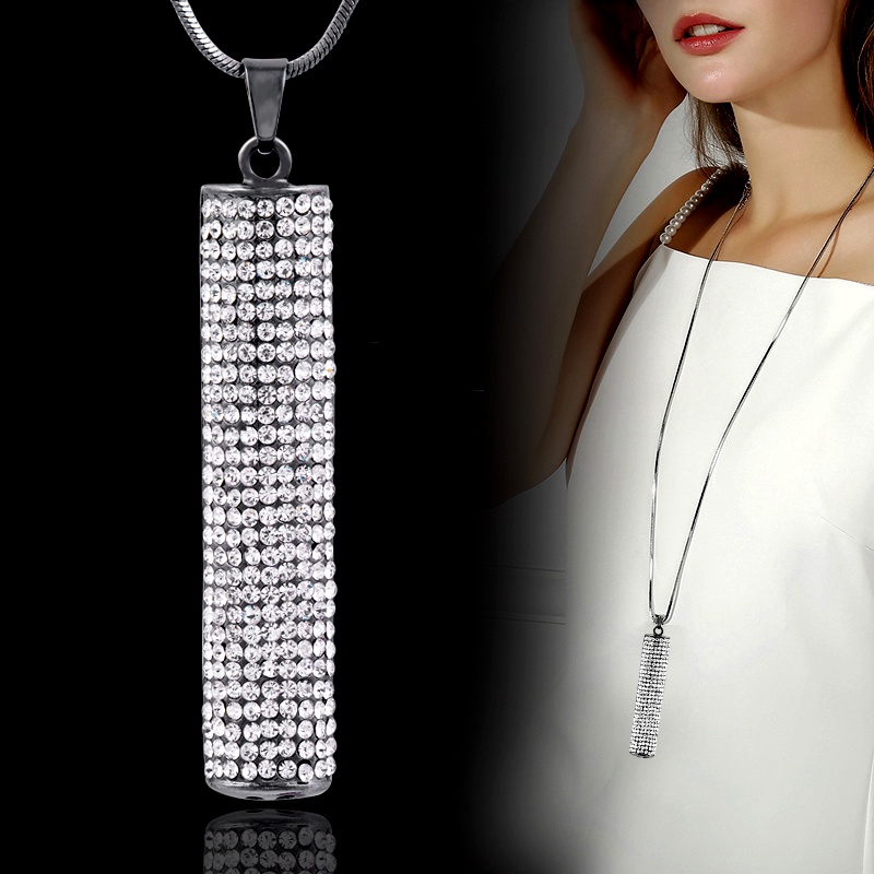 Dây chuyền SINLEERY MY356 mặt hình trụ dài đính đá zircon nhân tạo nhiều màu sắc tùy chọn thời trang cổ điển