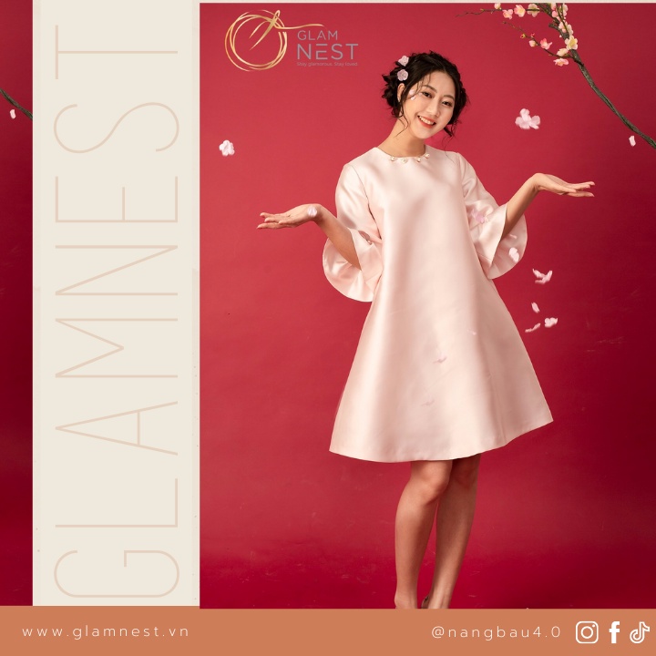 Váy Bầu Cao Cấp Đầm Bầu Dự Tiệc Thời Trang Đẹp GLAM NEST VN003