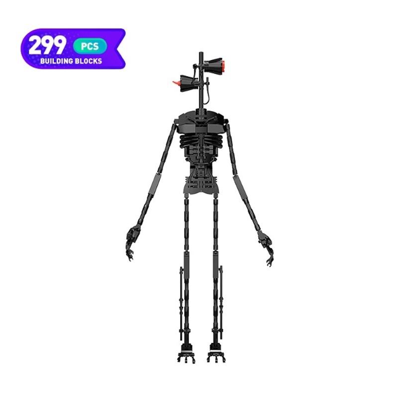 299PCS Moc Horror Game Scene Siren Head Classic Mechanical Monster Building Block Assembly Model Black Mechanical Robot Boy Toy Gift