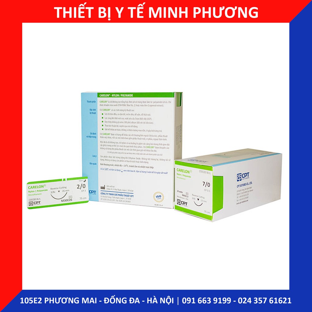 [Bán lẻ từng sợi] Chỉ phẫu thuật CPT CARELON Nylon số 2/0 3/0 4/0 5/0 6/0 7/0