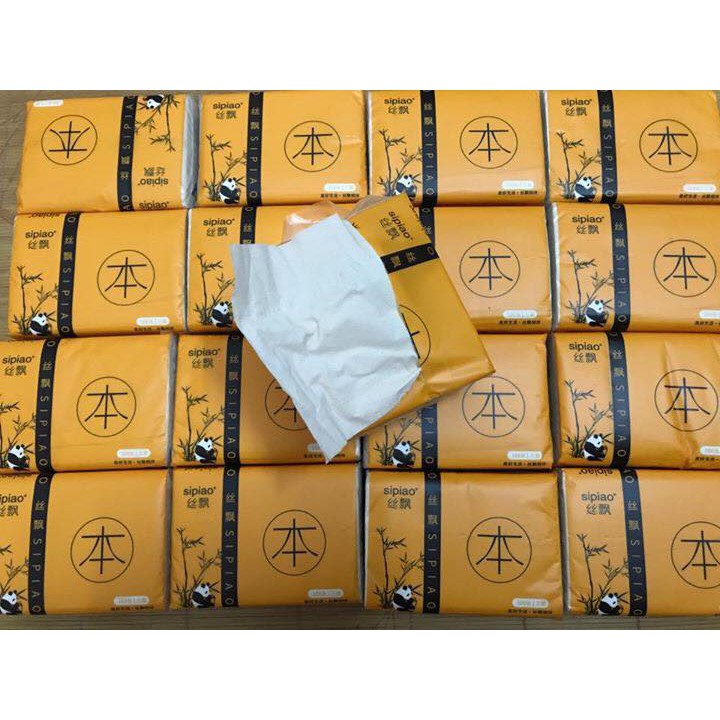 Combo 5 Gói Giấy Ăn Gấu Trúc Sipao Siêu Dai - Gói Chuẩn Đủ 300 Tờ [SIÊU RẺ]
