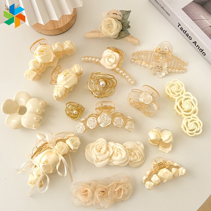 Kẹp Tóc Hình Hoa Hồng Phong Cách retro Thanh Lịch Cao Cấp Cho Nữ JP6