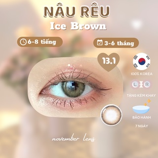 Kính áp tròng Ice Brown Hàn Quốc tone nâu rêu viền bo tròn