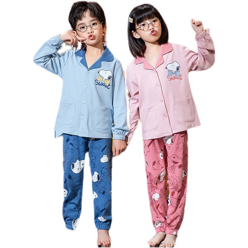 Bộ pijama dài tay cho bé trai bé gái diện đồ đôi xinh xịn chất cotton 4c mịn đẹp size 10-48kg