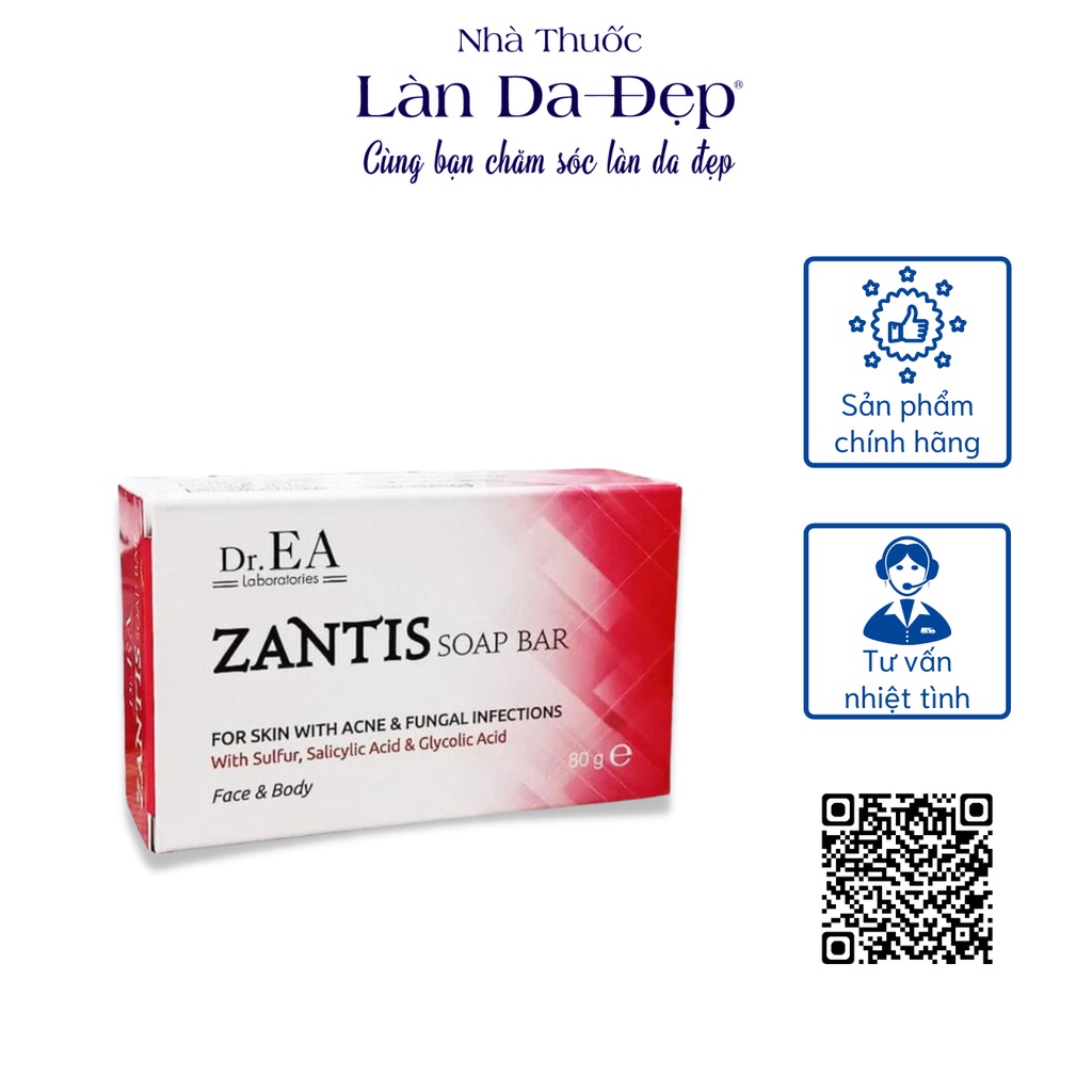 Xà bông Dr.EA Zantis Soap Bar sinh dược giảm mụn chăm sóc chuyên sâu body 80gr