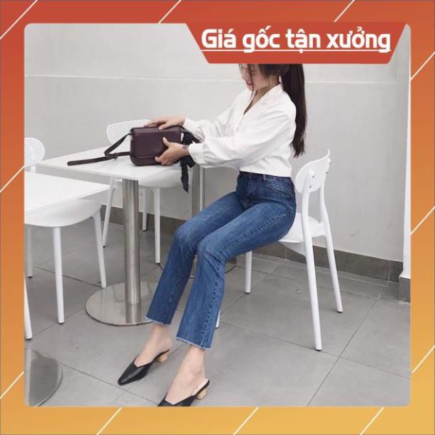 Quần jeans ống loe lửng 9 tấc 3 màu(đen-xanh nhạt-xanh đậm)