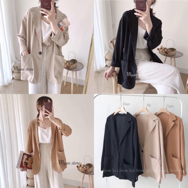 ÁO KHOÁC VEST BLAZER HÀN QUỐC MẪU TRƠN FROM ĐƠN GIẢN CHẤT LIỆU DÀY DẶN SIÊU XINH ( kèm ảnh trải sàn )