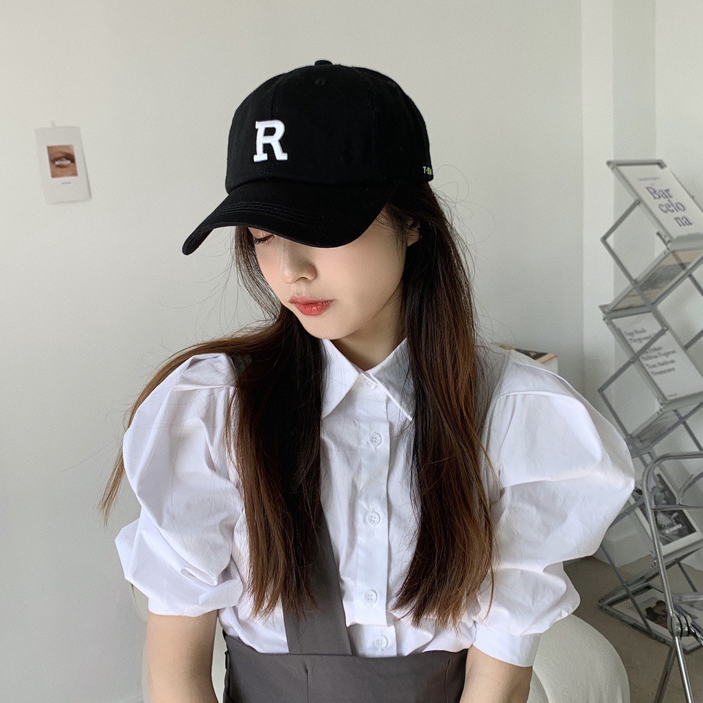 Mũ lưỡi trai thời trang nam nữ cá tính giá rẻ mềm đẹp, Nón kết phong cách Ulzzang Unisex thêu chữ R LABIZI NK02