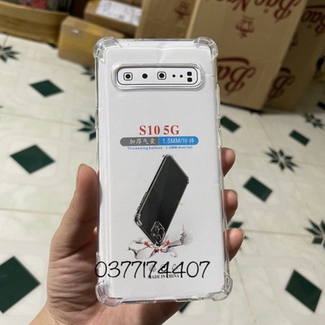 Samsung S10 5G_Ốp lưng silicon bo 4 cạnh trong suốt chống sốc