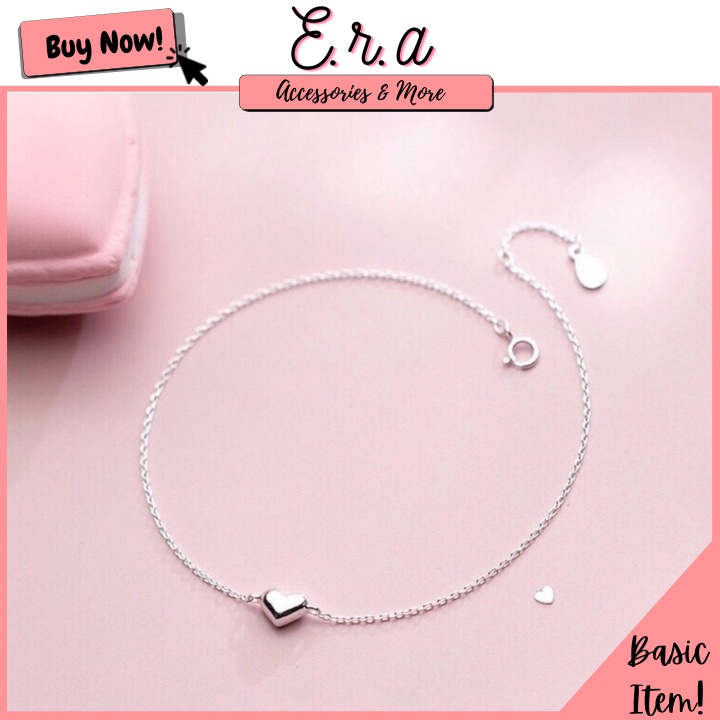 Lắc Chân Nữ Bạc 925 Cao Cấp ERASHOP 074292 - Mặt Trái Tim Đơn Giản, Dễ Thương, Siêu Rẻ Đẹp
