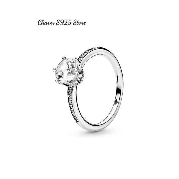 NHẪN ĐEO TAY PAN ALE VƯƠNG MIỆN ĐÍNH ĐÁ TRẮNG LỚN BẠC S925 HÀNG CAO CẤP