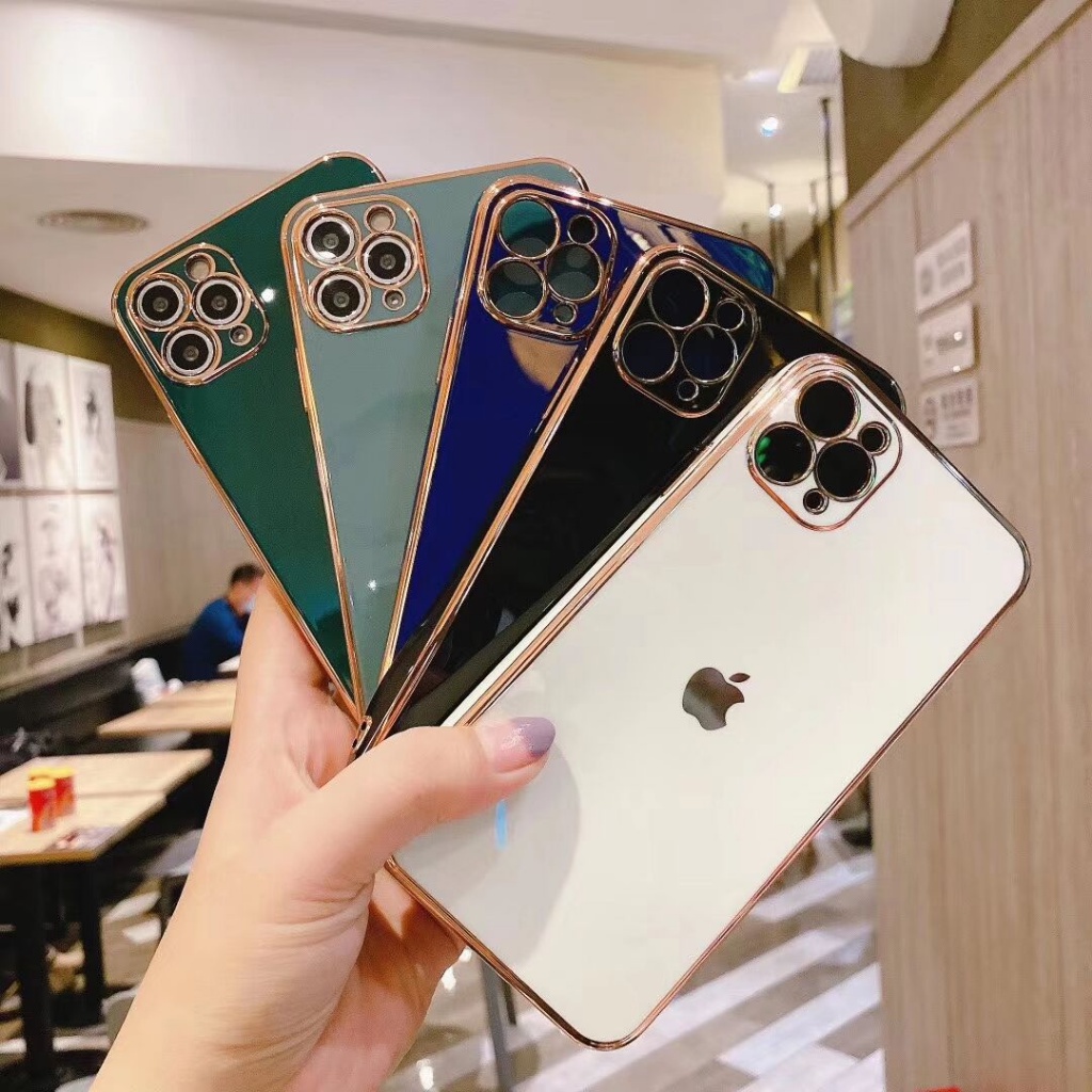 Ốp lưng Iphone viền mạ vàng giả 12 logo táo độc lạ dẻo bóng; 6G/6S ;7/8G ;6PLUS ;7/8PLUS ;X/XS ;XR ;11 ;11PRO ;11PRO MAX