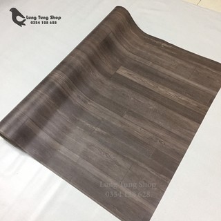 [ Loại nhám - Màu gỗ đậm ] Thảm nhựa Simili trải sàn vân gỗ xám đậm - loại nhám hiện rõ vân gỗ