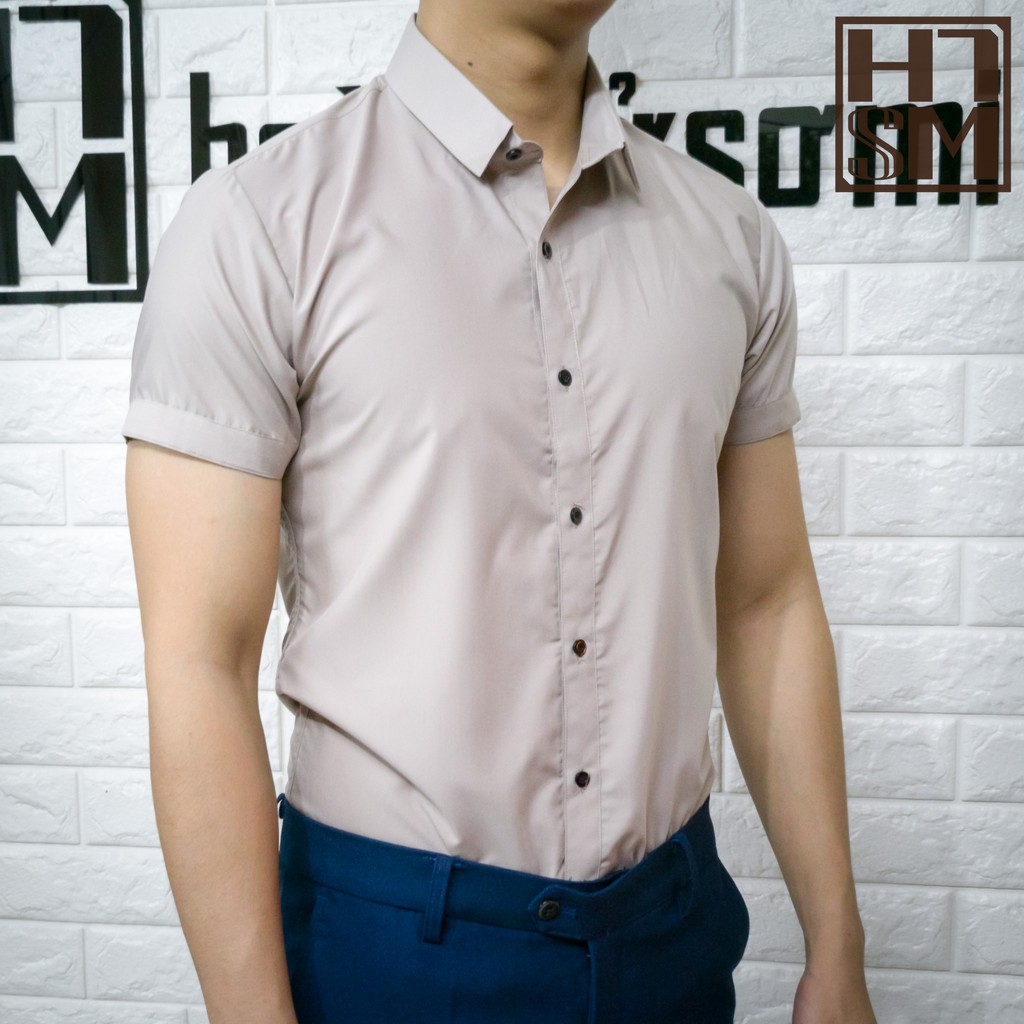 Áo sơ mi nam HSTM ngắn tay vải lụa 39