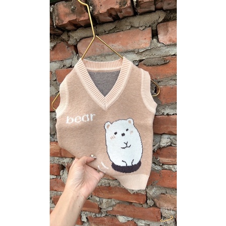 Áo gile len gấu hàng quảng châu cho bé trai bé gái