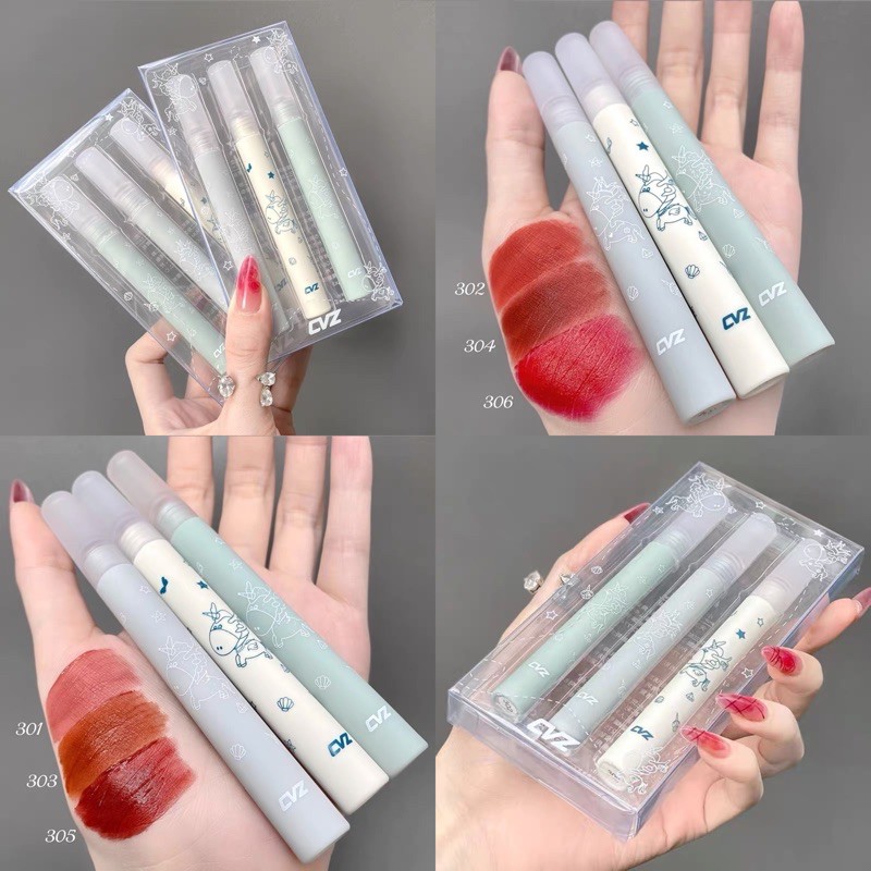 HÀNG MỚI VỀ Set 3 Cây Son CVZ UNICORN Siêu Hot Bộ 3 Cây Son Kem Nhung Ngựa Kỳ Lân Nội Không Dính Cốc MAFICK Nắp Nhung | Thế Giới Skin Care