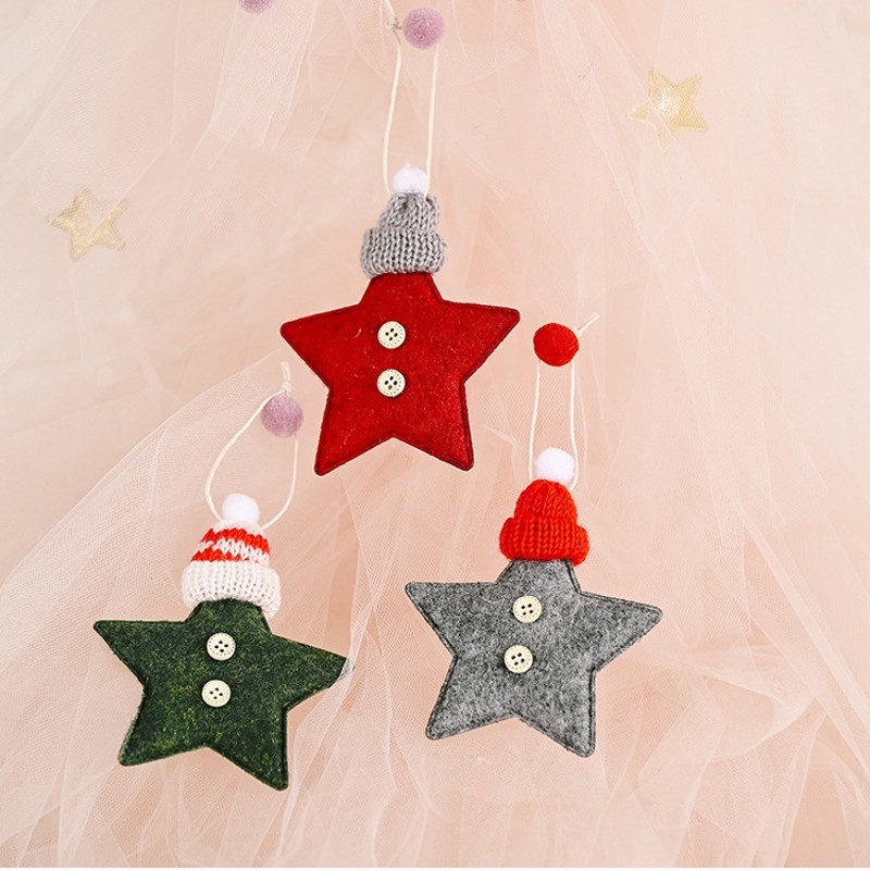 Phụ Kiện Treo Trang Trí Cây Thông Noel Hình Ngôi Sao Đan Len Xinh Xắn