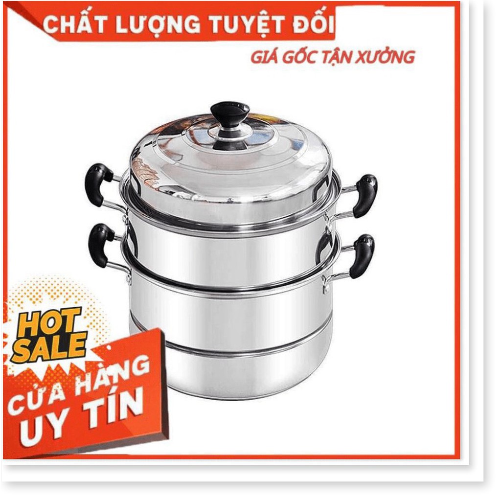 Nồi hấp xửng hấp 3 tầng hấp gà xôi bánh bao chất liệu inox cao cấp size 28cm dùng được bếp từ