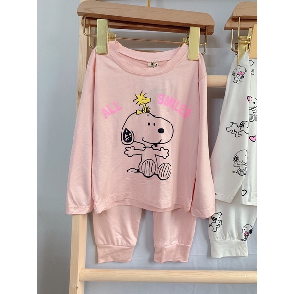 Bộ dài tay thun lạnh Snoopy bé trai bé gái