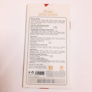 Socola Đen Beatitude Nơ Thanh 100g