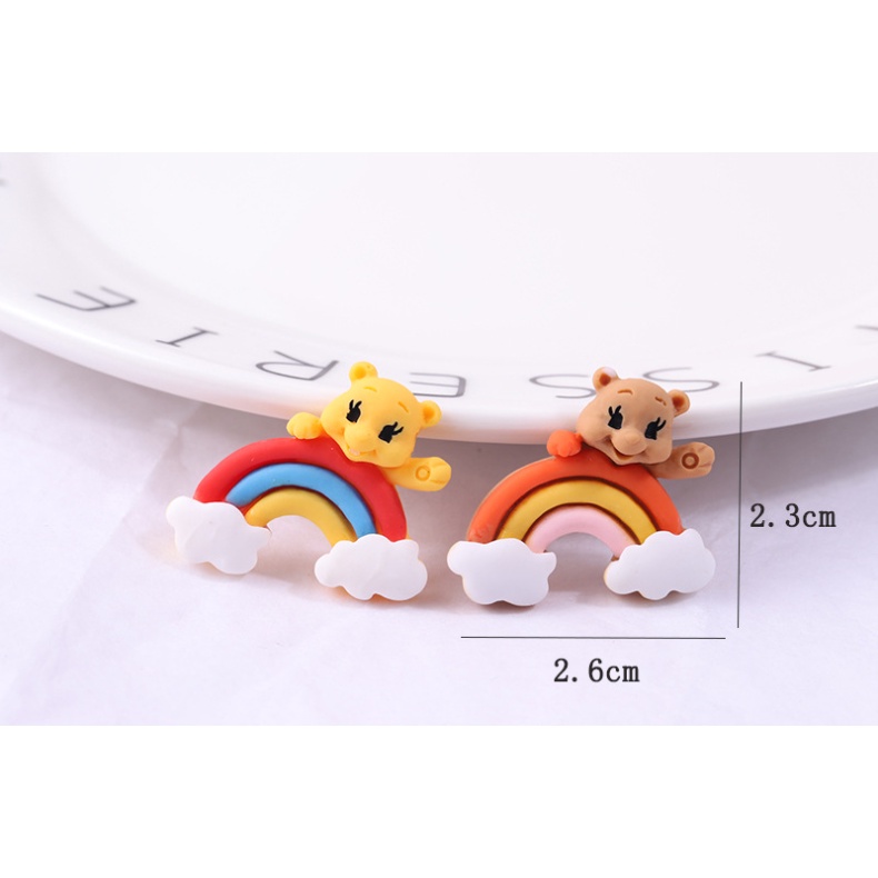 Các mẫu charm cầu vồng gấu nâu, kỳ lân dễ thương trang trí Jibbitz, dán ốp điện thoại, DIY