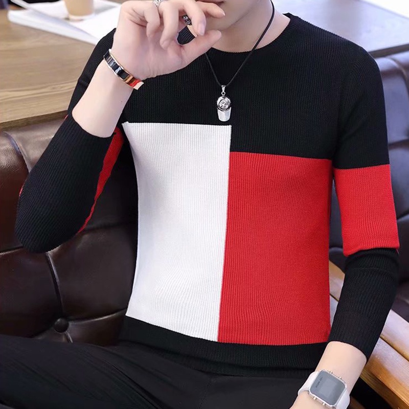 Áo Sweater Mỏng Cổ Tròn Dáng Ôm Phong Cách Hàn Quốc Trẻ Trung Cho Nam