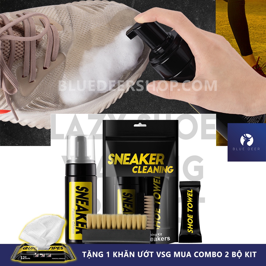 Bộ Kit Vệ Sinh Giày Sneaker Cleaning 150ml kèm bàn chải và khăn – Tặng Khăn Ướt Vệ Sinh Giày khi mua Combo 2 Bộ Kit
