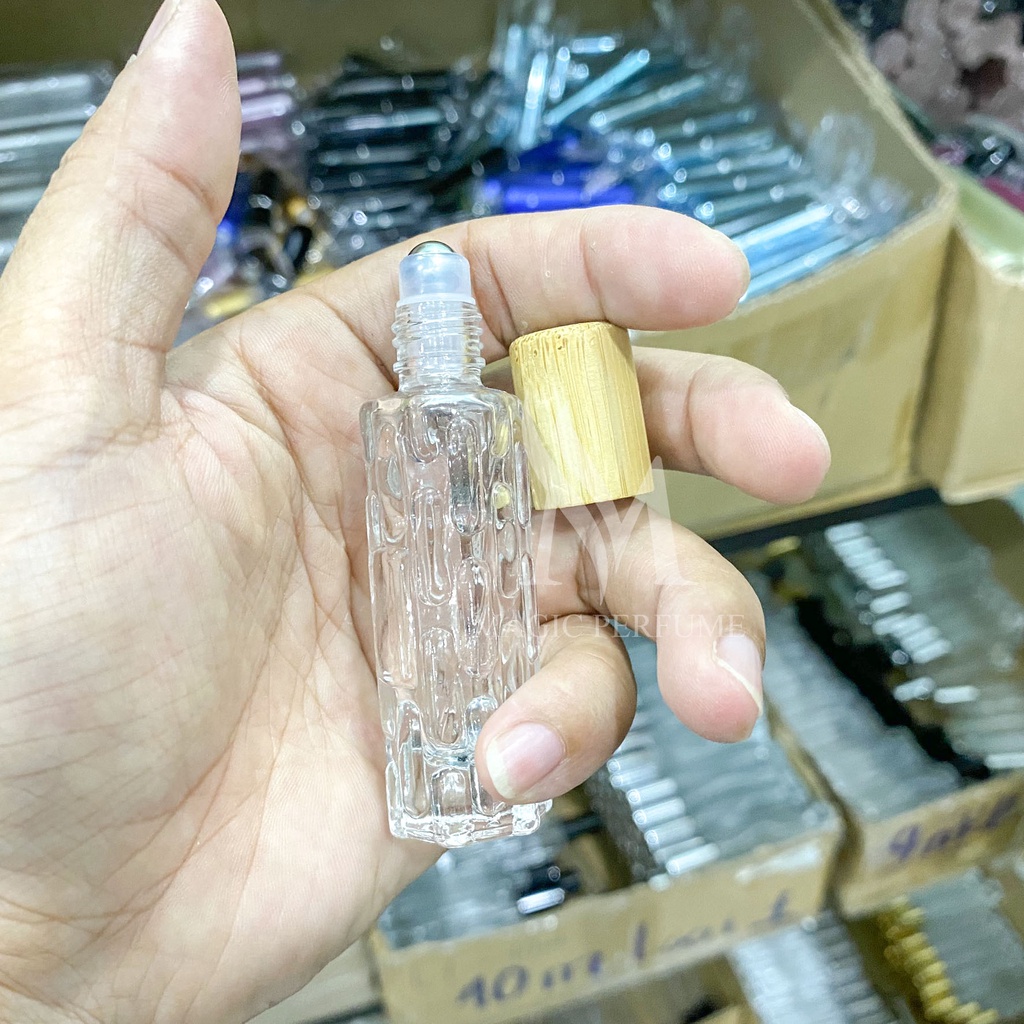 Chai lọ đựng tinh dầu dạng bi lăn 10ml nắp gỗ tre