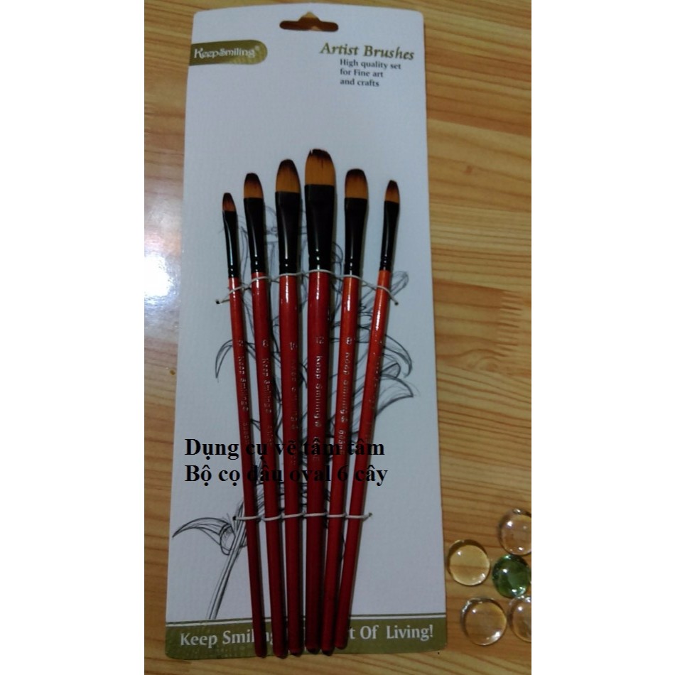 [ TÂM TÂM ]-Bộ cọ đầu oval 6 cây Keep Smiling 6086E-