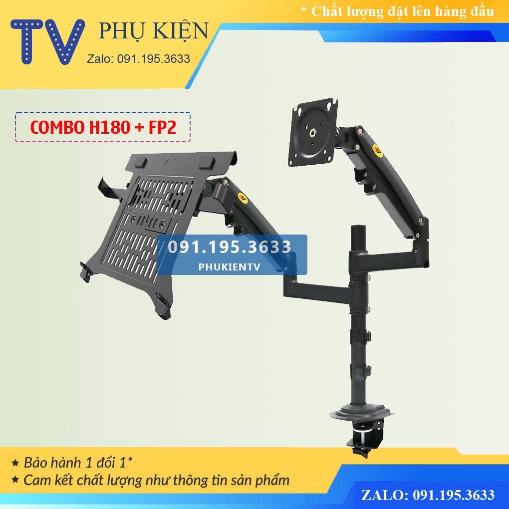 Giá Treo Màn Hình NB H180 22 - 32 Inch - Kèm Kẹp Đỡ Laptop FP2 10 - 17 Inch Chính Hãng NB